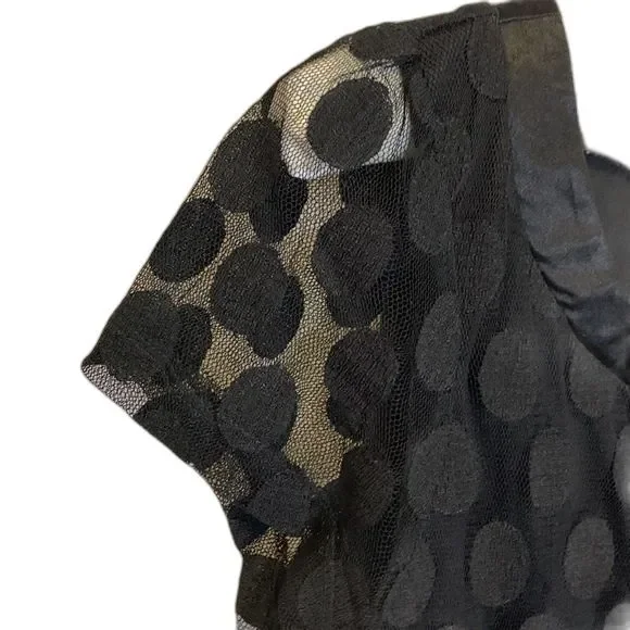 Enfocus Studio Black Sheer Circle Pattern Short Sleeve Mini Shift Dress Size 8 - Picture 3 of 14